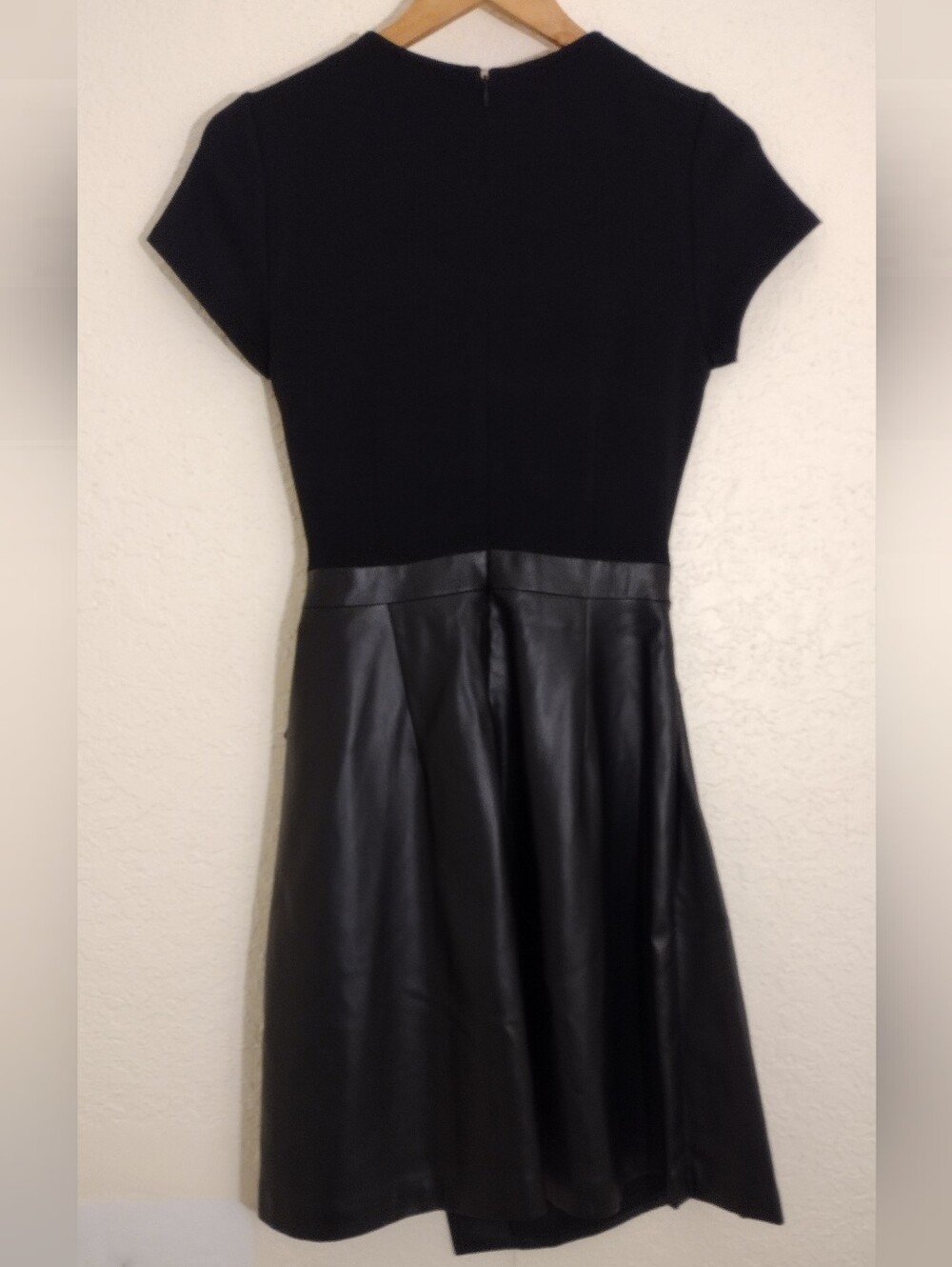 Adrianna Papell Ponte Faux Leather Dress, Black - Picture 12 of 12